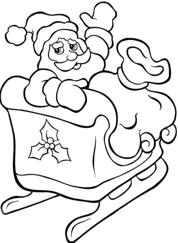 Mikołaj w swoich saniach kolorowanka do druku